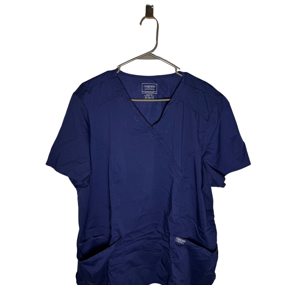 Cherokee Scrubs Top for Women Mock Wrap with 3 Pockets - WW610